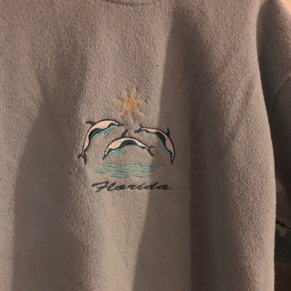 🐬 Baby Blue Florida Dolphin Pullover Sweater - Picture 6 of 7